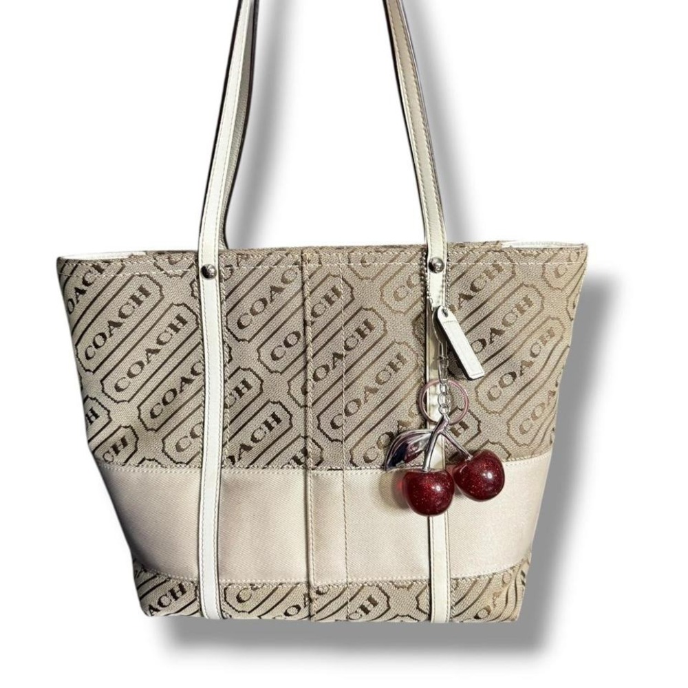 Y2K Coach Lozenge Shoulder Tote Bag Canvas Glam AOP 2008‎